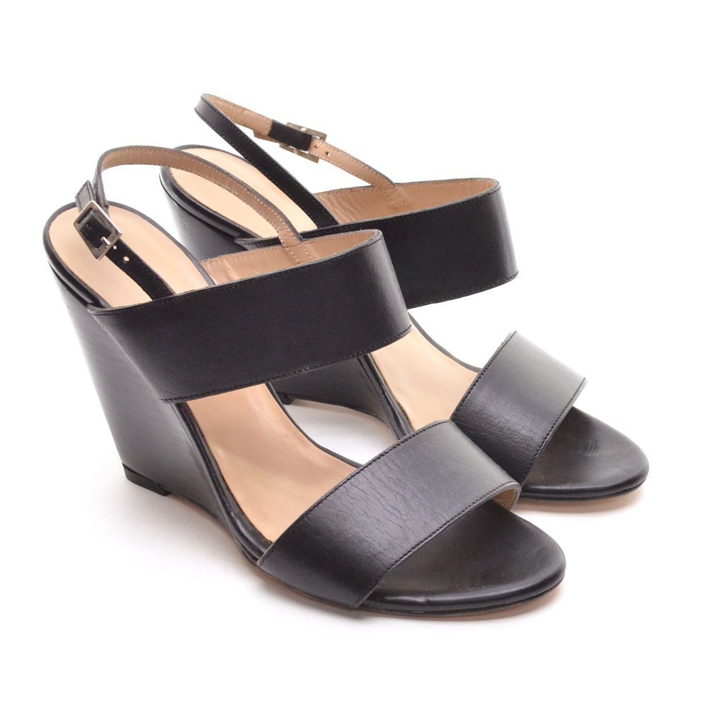 M. Gemi Novanta Black Wedge Heel Slingback Sandals 40